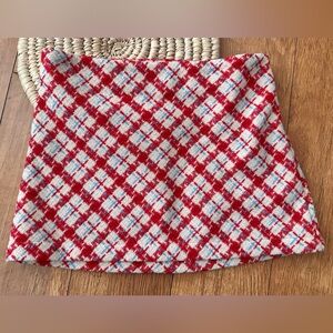 Urban Outfitters White with Red and Blue Plaid Lined Mini Skirt
